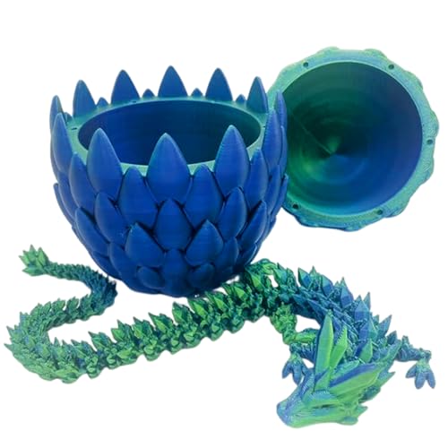 Eyccier Drachenei Ei mit Drachen im 3D gedruckten artikulierten flexiblen Drachenspielzeug Eier Spielzeug für Kinder Stress Relief Dragon Egei Spielzeug Geschenk, Grün von Eyccier