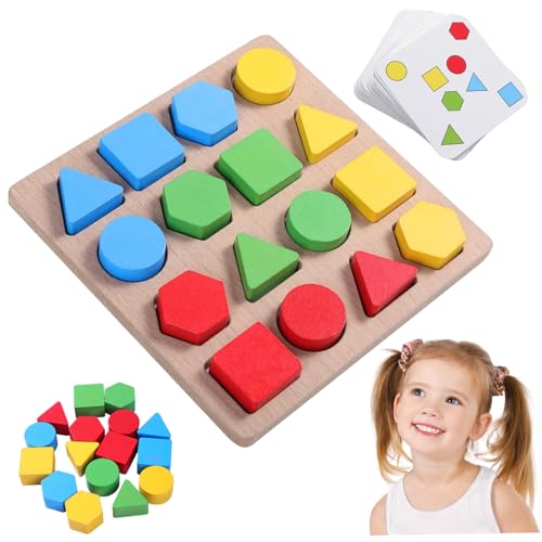 Eyccier Formpassendes Spiel, Holzrätsel Formfarben-Matching-Spiel für Kinder, logische pädagogische Montessori-Spielzeuge für Senioren oder Kinder 3-6 Jahre alte Jungen Mädchen. von Eyccier