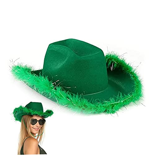 Eyccier Grüner Cowgirl -Hut flauschiger Cowboyhut mit glitzer Weitkrempe Western Party mit verstellbarer Schnur für Cosplay -Hen -Party -Kostüm -Accessoire... Eyccier Grüner Cowgirl -Hut flauschiger Cowboyhut mit glitzer Weitkrempe Western Party mit verstellbarer Schnur für Cosplay -Hen -Party -Kostüm -Accessoire... von Eyccier