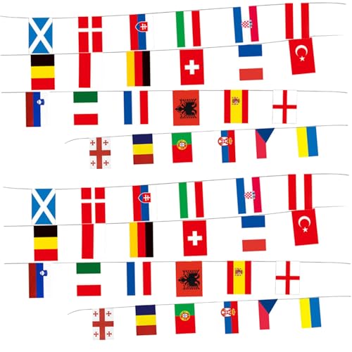 Eyccier World Flags Banner 2PCS Flags der Welt 26 Fuß langes Banner doppelseitig 24 Land auf einem String Bunting Outdoor für Cup Soccer International Dekorationen. von Eyccier