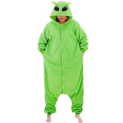 Onesie Erwachsene Einteilige süße Cartoon Alien Kostüm atmungsaktive warme Strampler Pyjamas mit Knopf zahnloser Strampler für Frauen Männer Halloween m Onesie Erwachsene Einteilige süße Cartoon Alien Kostüm atmungsaktive warme Strampler Pyjamas mit Knopf zahnloser Strampler für Frauen Männer Halloween m von Eyccier