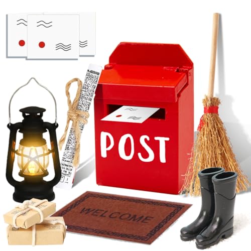 Miniatur Wichtel Zubehör, 7 Stück Rot Mini Puppenhaus Wichtel Miniatur Zubehör Mit Licht, Wichtel Briefkasten Postkasten Paketumschlag Set Spielhaus Briefkasten Kinder Mini Briefkasten Miniatur Wichtel Zubehör, 7 Stück Rot Mini Puppenhaus Wichtel Miniatur Zubehör Mit Licht, Wichtel Briefkasten Postkasten Paketumschlag Set Spielhaus Briefkasten Kinder Mini Briefkasten von Eyezeeption