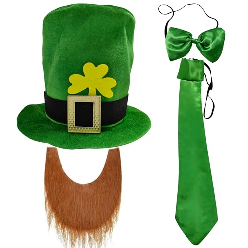Eylola St. Patrick's Day Party-Kostüm: St. Patrick's Day-Party-Kostüm, inklusive irischem Kobold-Kostüm, lustige Hüte, Schleife, Bart, Schal von Eylola
