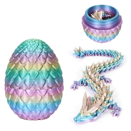 Eymobad 3D Gedrucktes Drachenei, geheimnisvolles Kristall-Drachenei,Geheimnisvolle Drachen Spielzeug Realistische,für Easter Weihnachtstag Schreibtisch Dekoration (Farbig) von Eymobad