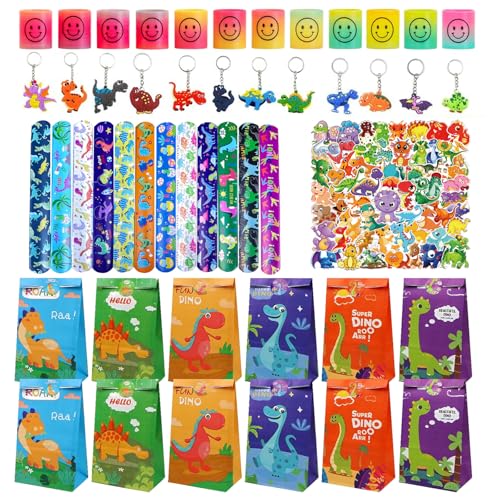Eymobad 98Pcs Dino Party Mitgebsel Set,Give Aways Dinosaurier Kindergeburtstag Jungen mit Dino Schnapparmband Schlüsselanhänger Tattoos Geschenktüten Regenbogenkreis für Kindergeburtstag Eymobad 98Pcs Dino Party Mitgebsel Set,Give Aways Dinosaurier Kindergeburtstag Jungen mit Dino Schnapparmband Schlüsselanhänger Tattoos Geschenktüten Regenbogenkreis für Kindergeburtstag von Eymobad