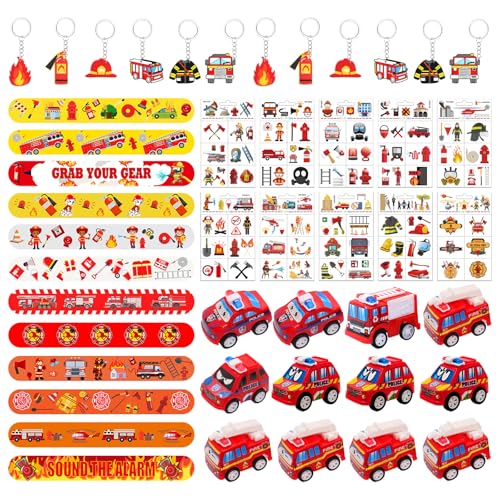 Eymobad Feuerwehrmann Party Deko Kindergeburtstag,46PCS Feuerwehr Party Mitgebsel mit 12 Schlüsselanhänger,12 Schnapparmband,10 Temporäre Tattoos,Fireman Spielzeug für Kinder Jungen Mädchen Eymobad Feuerwehrmann Party Deko Kindergeburtstag,46PCS Feuerwehr Party Mitgebsel mit 12 Schlüsselanhänger,12 Schnapparmband,10 Temporäre Tattoos,Fireman Spielzeug für Kinder Jungen Mädchen von Eymobad