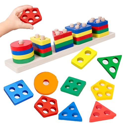Eymobad Holz Sortier Stapelspielzeug,Form Farberkennungsblöcke Passender Puzzle-Stapler,Montessori Spielzeug,Aktivitäts und Entwicklungsspielzeug, für Mädchen Junge Kinder Alter 2 3 4 Eymobad Holz Sortier Stapelspielzeug,Form Farberkennungsblöcke Passender Puzzle-Stapler,Montessori Spielzeug,Aktivitäts und Entwicklungsspielzeug, für Mädchen Junge Kinder Alter 2 3 4 von Eymobad