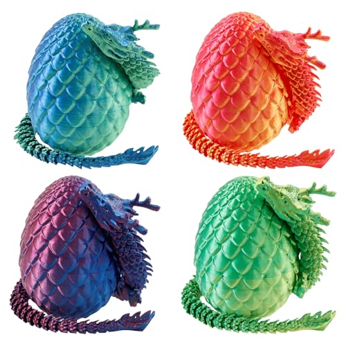 Eyoulife 4 Stück 3D Gedrucktes Drachenei mit Drache, 8,5 cm Drachenei 30 cm Drache, Drachen Spielzeug Geheimnisvoll Realistisch für Kinder Jugendliche Erwachsener von Eyoulife