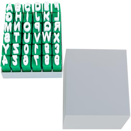 Eyoulife Alphabet Tonstempel, Setbuchstaben Stempel Groß, Alphabet Stempel Set mit Aufbewahrungsbox, für Selbstgemachte Notizbücher Grußkarten Tonreliefs(grün-1-Großbuchstabe) von Eyoulife