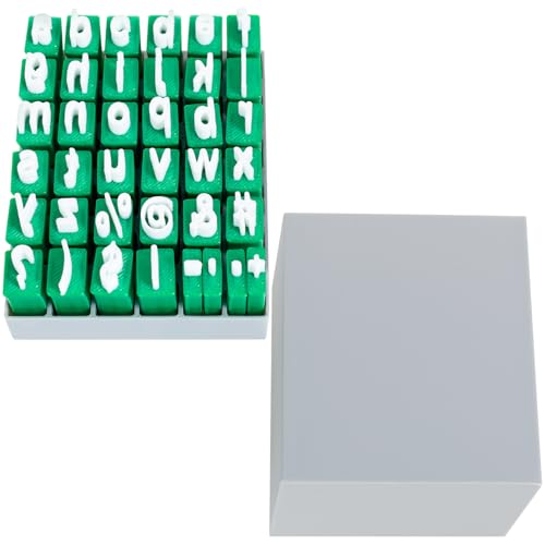 Eyoulife Alphabet Tonstempel, Setbuchstaben Stempel Groß, Alphabet Stempel Set mit Aufbewahrungsbox, für Selbstgemachte Notizbücher Grußkarten Tonreliefs(grün-1-Kleinbuchstaben) von Eyoulife