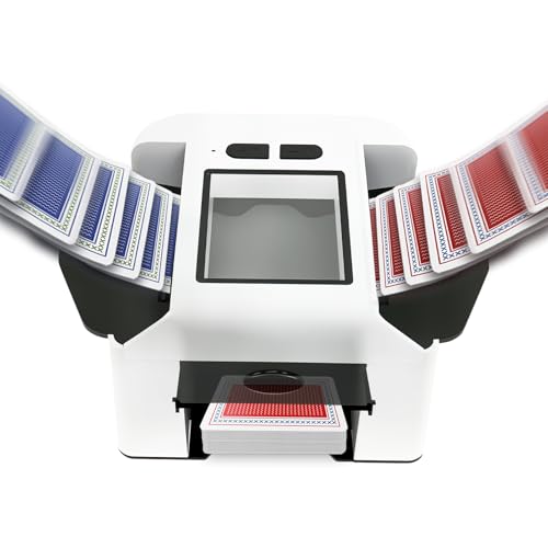 Eyoulife Automatischer Kartenmischer mit 2000mah Wiederaufladbarer Eingebauter Batterie, Kartenmischmaschine Tragbar Wenig Lärm Shuffler für 1–2 Decks, Kann Poker Bridge Verwendet Werden (Weiß) von Eyoulife