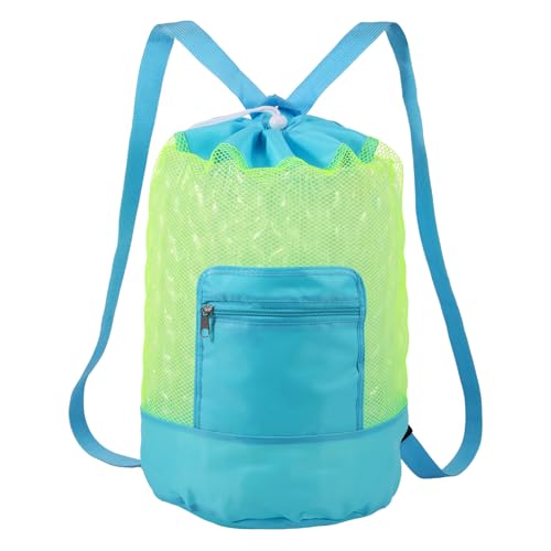 Eyoulife Strandtasche Strandspielzeug mit Reißverschlusstasche Verstellbarer Schultergurt für Lagerung Sandspielzeug Wasserspielzeug(blau) von Eyoulife
