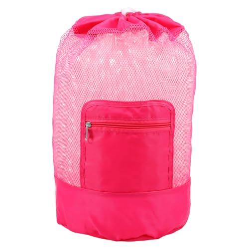 Eyoulife Strandtasche Strandspielzeug mit Reißverschlusstasche Verstellbarer Schultergurt für Lagerung Sandspielzeug Wasserspielzeug(rosarot) von Eyoulife