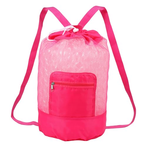 Eyoulife Strandtasche Strandspielzeug mit Reißverschlusstasche Verstellbarer Schultergurt für Lagerung Sandspielzeug Wasserspielzeug(rosarot) von Eyoulife