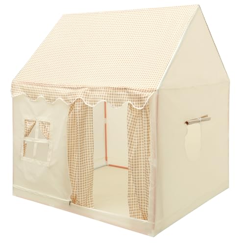 Kinderzelt Indoor Robust Atmungsaktiv mit 3 Fenstern, Kinder Spielhaus Indoor Fantasie Anregen, Spielzelt Kinder 120x105x128cm für Kinderzimmer Outdoor Camping Interaktive Spiele (Khaki) von Eyoulife