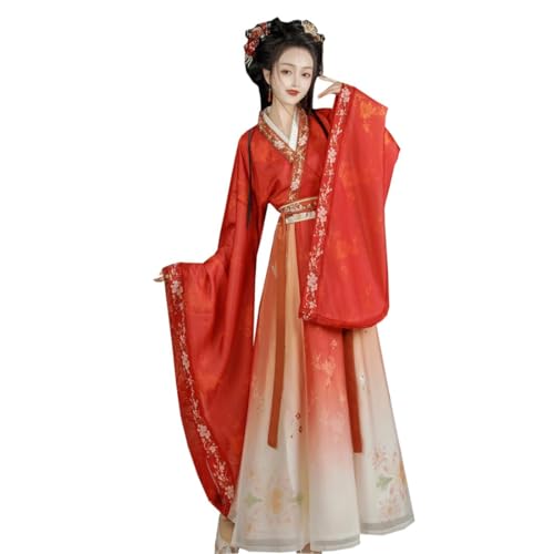 Ez-sofei Chinesisches traditionelles altes Bühnenauftrittskostüm für Damen, Hanfu-Kleid (Rot, Größe XL) von Ez-sofei
