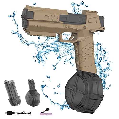 Elektrische Wasserpistole, 434ml Wasserpistolenspielzeug für Kinder, Wasserpistole bis zu 8-10 Meter, Automatische Wasserpistole für Pool, Strand, Wasserspielzeug (Gelb) von Eznaobo