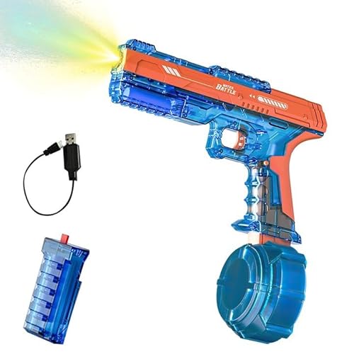Wasserpistole Elektrisch, 500ML Wasserpistole Erwachsene und Kind mit Lichteffekte, Batteriefach, Leichte Elektrisch Wasserspritzpistole Electric Water Gun Automatic für Pool, Garten, Strand (Orange) von Eznaobo