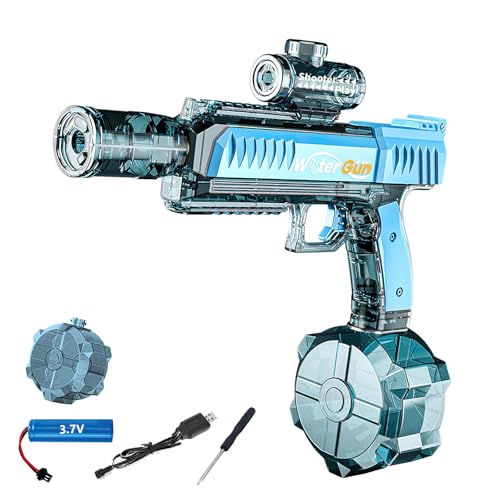 Wasserpistole Elektrisch, Elektrische Wasserpistole Große Kapazität 500cc, Automatische Wasserpistole mit Lichteffekte, Wasserspritzpistole für Pool, Strand, Wasserspielzeug (Blau) von Eznaobo