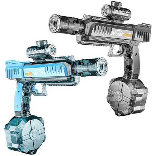 Wasserpistole Elektrisch, Elektrische Wasserpistole Große Kapazität 500cc, Automatische Wasserpistole mit Lichteffekte, Wasserspritzpistole für Pool, Strand, Wasserspielzeug (Grau+Blau) von Eznaobo