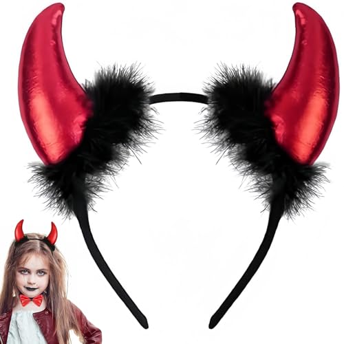 Ezranova Halloween-Stirnband mit Teufelshörnern, Teufelsohren, Teufelshörner, Halloween-Stirnband für Kostüm, Verkleidungszubehör von Ezranova