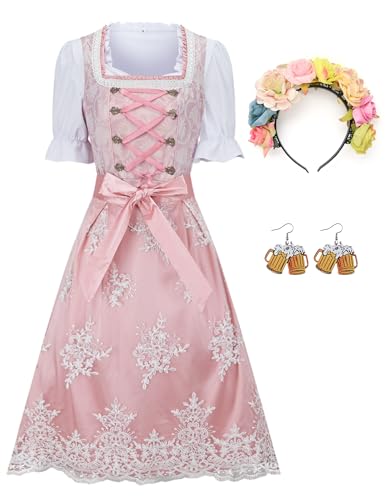 Ezuwail Dirndl Damen 5-Teilig Günstig Dirndl-komplettsets Große Größen Rosa Midi Dirndlkleid Outfit Billig Oktoberfest Dirndel Kleidung für Frauen Dirndelkleider Kostüm Ezuwail Dirndl Damen 5-Teilig Günstig Dirndl-komplettsets Große Größen Rosa Midi Dirndlkleid Outfit Billig Oktoberfest Dirndel Kleidung für Frauen Dirndelkleider Kostüm von Ezuwail