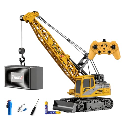 Ezweiji RC Bulldozer, 9 Kanal Ferngesteuertes Bulldozer Baufahrzeug Spielzeug 1:20 Voll funktionsfähiger RC Raupenfahrzeug mit Licht und Soundeffekten (Ferngesteuerter Kran) von Ezweiji