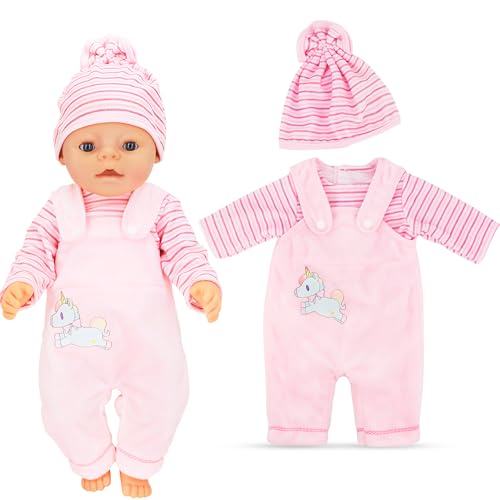 Ezydka Kleidung Outfits für Baby Puppen 35-43 cm Puppenkleidung Kleidung Bekleidung Outfits Puppenzubehör Geschenke für Mädchen Jungen, Rosa von Ezydka