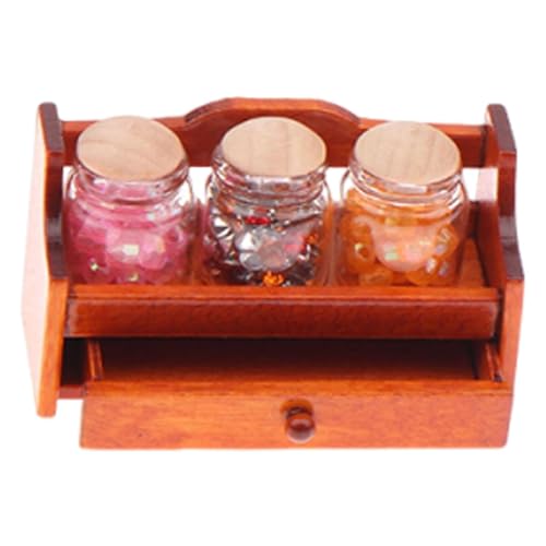 F Fityle 1/12 Bonbongläser, Miniaturmodell, Holzregal, Puppenhauszubehör, Lagerregal, Puppenhausgläser für Küche, Restaurant, Geschäft, Braun F Fityle 1/12 Bonbongläser, Miniaturmodell, Holzregal, Puppenhauszubehör, Lagerregal, Puppenhausgläser für Küche, Restaurant, Geschäft, Braun von F Fityle