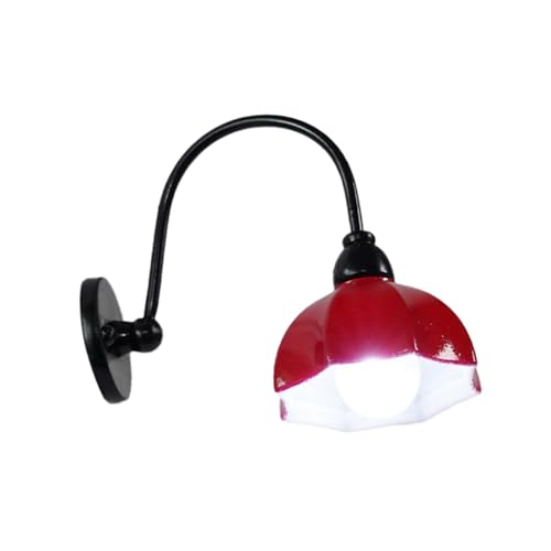 F Fityle 1/12 Puppenhaus Miniatur Wandleuchten LED Wandlampe Mini Spielzeug Puppenhaus Zubehör für Schlafzimmer Haus Wohnzimmer Mikrolandschaft, Rot von F Fityle