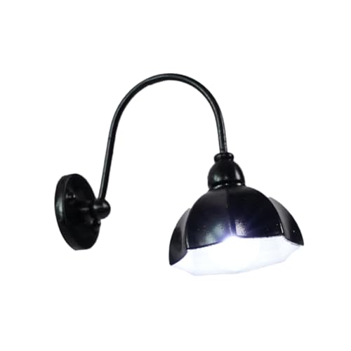 F Fityle 1/12 Puppenhaus Miniatur Wandleuchten LED Wandlampe Mini Spielzeug Puppenhaus Zubehör für Schlafzimmer Haus Wohnzimmer Mikrolandschaft, Schwarz von F Fityle