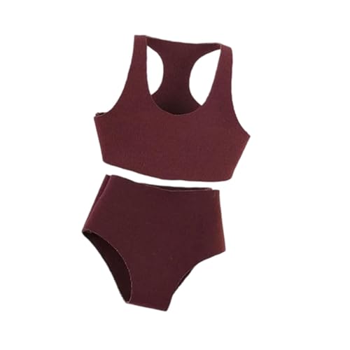 F Fityle 1/12 Sportweste-Shorts-Set Miniatur-Puppenkleidung, zum Anziehen, DIY-Styling, Mini-Kleidung für 6-Zoll-Actionfiguren, Zubehör, Dunkelrot von F Fityle