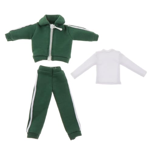 F Fityle 1/12 männliche Actionfigur Kleidung Trainingsanzug Mode Mantel Bottoming Shirt Miniatur Sweatsuits Outfits Puppenkleidung Sportbekleidung, GrÜn von F Fityle
