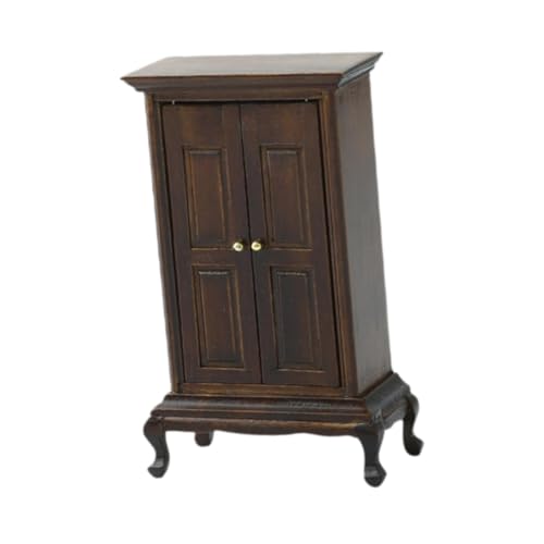 F Fityle 1/16 Puppenhaus Garderobe Miniaturschrank für DIY Modelle, Dunkelbraun von F Fityle