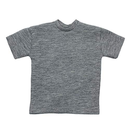 F Fityle 1/6 Gradeinteilung Rundkragen T-Shirt Hemd Kleidung Zubehör für 12 Action Figuren, Grau, 12,6 cm von F Fityle