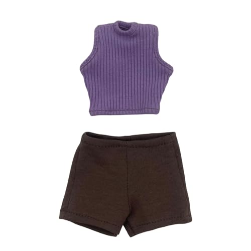F Fityle 1/6 Tanktop im Maßstab mit Shorts, Basic-Crop-Outfit, realistisches Cosplay-Ankleide-Oberteil mit lässiger Passform für 12-Zoll-Ankleide-Accessoires, Braun von F Fityle