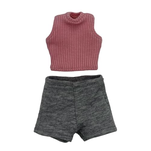 F Fityle 1/6 Tanktop im Maßstab mit Shorts, Basic-Crop-Outfit, realistisches Cosplay-Ankleide-Oberteil mit lässiger Passform für 12-Zoll-Ankleide-Accessoires, Grau von F Fityle