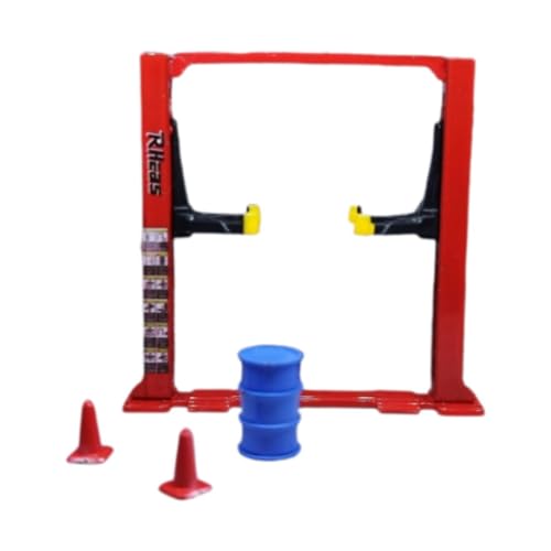 F Fityle 1/64 Diorama Garage Werkzeuge Auto Shop Verkehrskegel Lift Gantry Architektur Modell Simulation Reparatur Werkzeug Kit Miniatur, Roter Farbaufheller von F Fityle