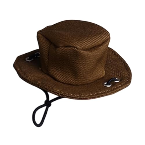 F Fityle 1:12 Cowboy Hat Decorative Hat Collectible Doll Requisiten Mini Western Hat Action Figur Accessoire für Figurenzubehör, Braun von F Fityle