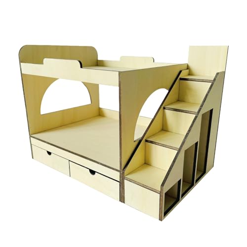 F Fityle 1:12 Puppenhaus-Doppelbettmodell aus Holz, Minibett mit Leiter, Miniatur-Schlafzimmermöbel für den BAU von Mikrolandschaften von F Fityle