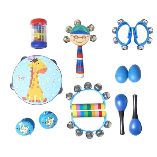 F Fityle 13-teiliges Montessori-Musikspielzeug, Percussion-Sets, Lernspielzeug, Rhythmus-Vorschul-Musikspielzeug für Partyspielzeug-Babys im Alter von 3 bis 10, Blau von F Fityle