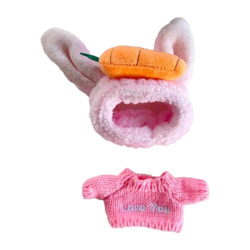 F Fityle 15–17 cm Große Plüschpuppenkleidung, Bequemes Cartoon Kostüm, Ankleidezubehör für Plüschpuppen, Stylischer Pullover Und Karotten Stirnband, Ich Liebe Dich Pullover Set von F Fityle