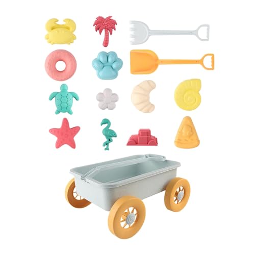 F Fityle 15-teiliges Strandspielzeug-Sandset, Reisespielzeug, inklusive Sandmodellen, Schubkarren, Palme, Auto, Pfotenabdruck, Strandspielzeug für Kinder im von F Fityle