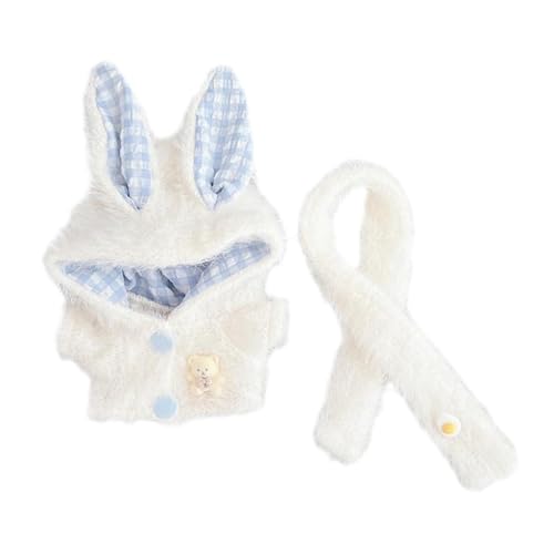 F Fityle 15cm-17cm Plüschpuppenkleidung, Puppenkleidung Kapuzenpullover mit Schal, Plüschpuppenzubehör, modisches, süßes Puppenkostüm, Weiß F Fityle 15cm-17cm Plüschpuppenkleidung, Puppenkleidung Kapuzenpullover mit Schal, Plüschpuppenzubehör, modisches, süßes Puppenkostüm, Weiß von F Fityle