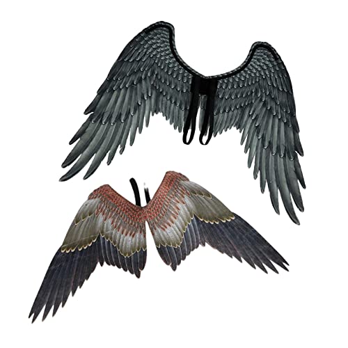 F Fityle 2 Stück Flügelkostüm für Engel - Perfekt für Partys und Karneval, Adler und Schwarz von F Fityle