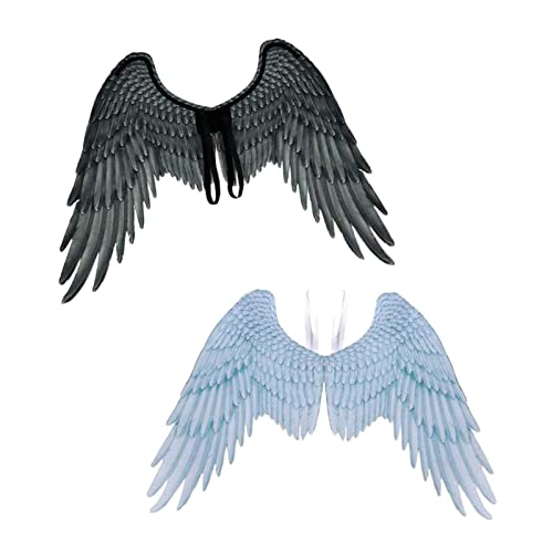 F Fityle 2 Stück Flügelkostüm für Engel - Perfekt für Partys und Karneval, Schwarz und weiß von F Fityle