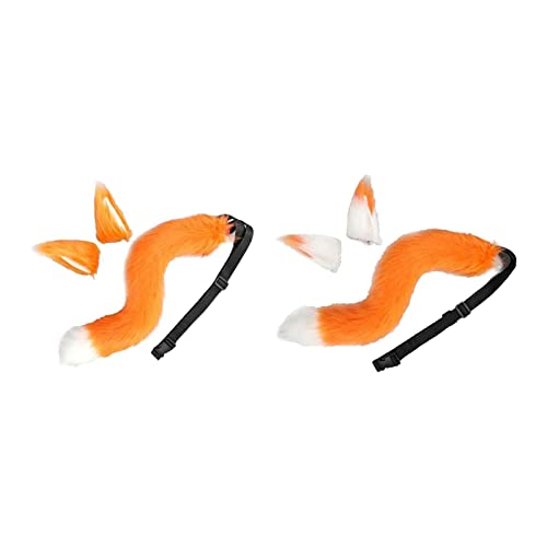 F Fityle 2 Stück Ohren und Katzenschwanz Haarreif für Kostüme, OrangeWeiß Orange von F Fityle
