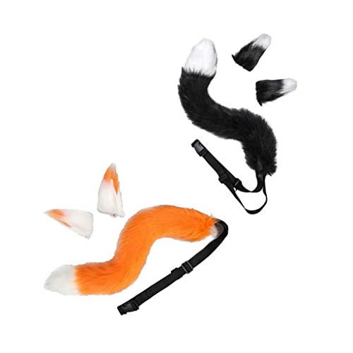 F Fityle 2 Stück Ohren und Katzenschwanz Haarreif für Kostüme, OrangeWeiß Schwarz von F Fityle