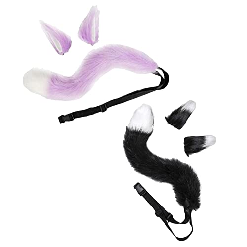 F Fityle 2 Stück Ohren und Katzenschwanz Haarreif für Kostüme, Schwarz und Violett von F Fityle