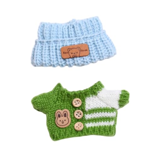 F Fityle 2 Stück modische Puppenpullover und Mützen-Outfits, Puppenkleidung, handgefertigte Kleidung für 15–17 cm große Puppen, Grüner, Blauer Hut F Fityle 2 Stück modische Puppenpullover und Mützen-Outfits, Puppenkleidung, handgefertigte Kleidung für 15–17 cm große Puppen, Grüner, Blauer Hut von F Fityle